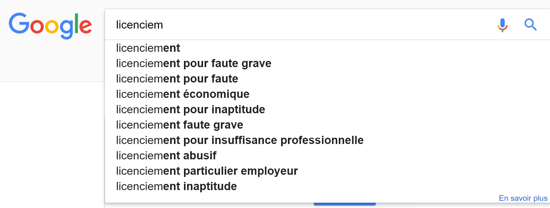 Mots clés suggérés par Google Suggest